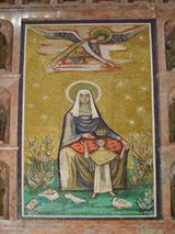 聖堂左手の聖母子のモザイク壁画
